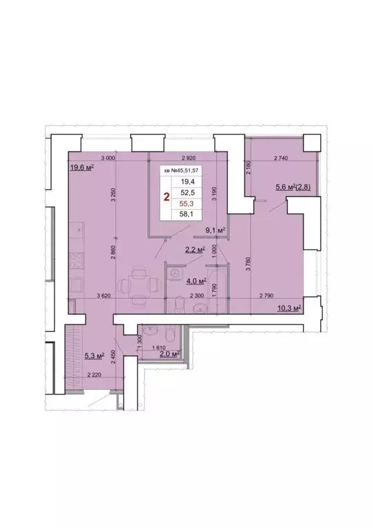 2-комнатная квартира: Кострома, Центральный район (58.1 м) - Фото 1