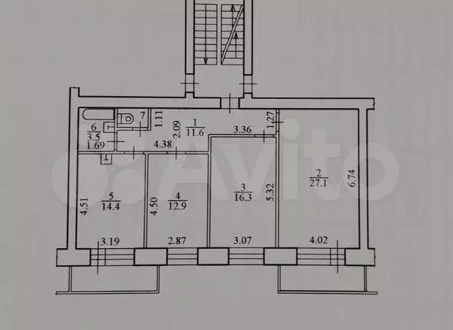 3-к. квартира, 87 м, 2/5 эт. - Фото 0