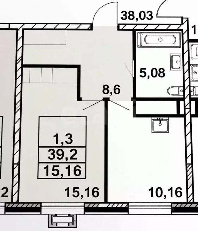 1-к кв. Татарстан, Казань ул. Братьев Батталовых, 20Бк1 (39.0 м) - Фото 2