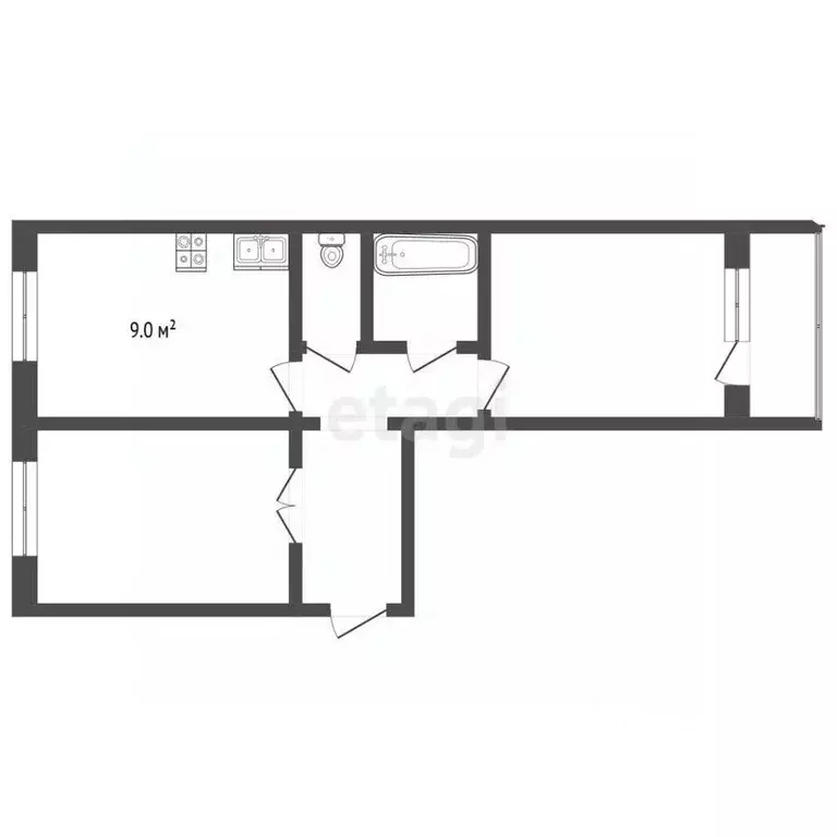 2-к кв. Ямало-Ненецкий АО, Муравленко ул. Ленина, 95 (52.1 м) - Фото 2