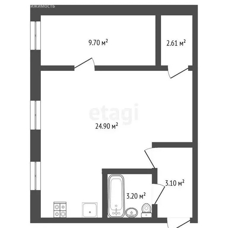 2-комнатная квартира: Тюмень, Рижская улица, 72 (42.9 м) - Фото 1