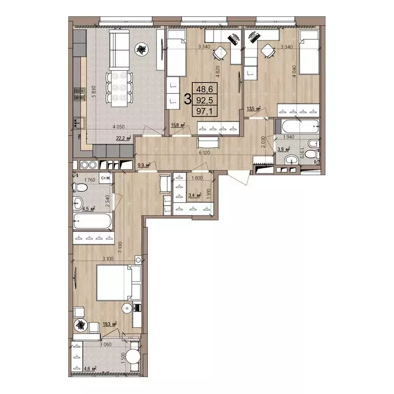 3-комнатная квартира: Рязань, район Борки, посёлок Шпалозавода, жилой ... - Фото 1