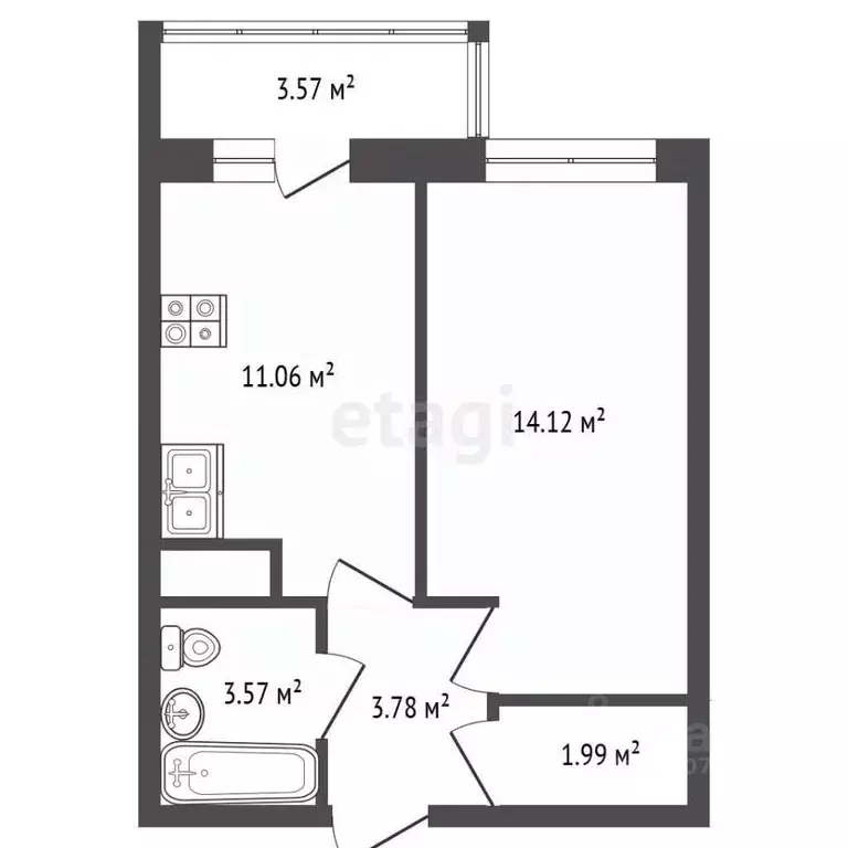1-к кв. Санкт-Петербург Пулковское ш., 42к6 (34.4 м) - Фото 2
