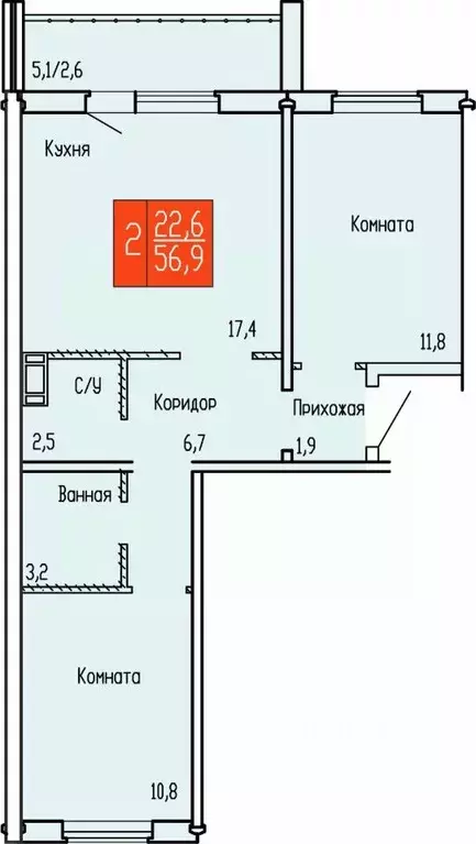 2-к кв. Курганская область, Курган ул. Карбышева, 52к1 (56.9 м) - Фото 0