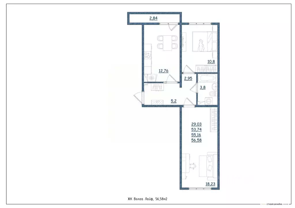 2-к кв. Тверская область, Тверь Новочеркасская ул., 49 (56.58 м) - Фото 2