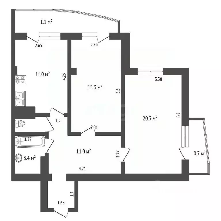 2-к кв. Крым, Феодосия ш. Симферопольское, 24Е (66.5 м) - Фото 2