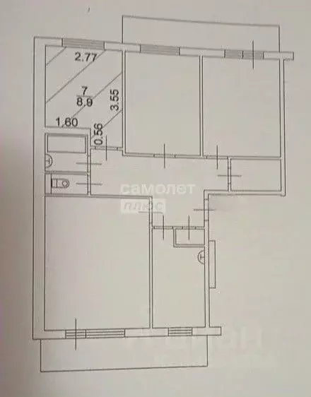 Комната Татарстан, Набережные Челны ул. Шамиля Усманова, 6 (8.9 м) - Фото 2