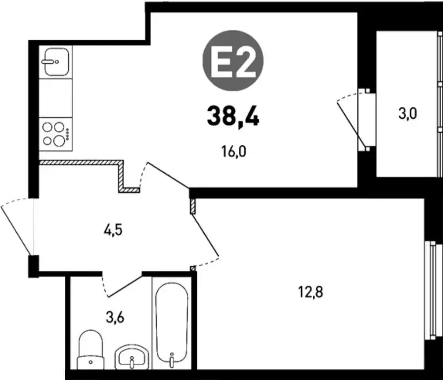 2-комнатная квартира: Ростов-на-Дону, улица Ткачёва, 21 (39.9 м) - Фото 0