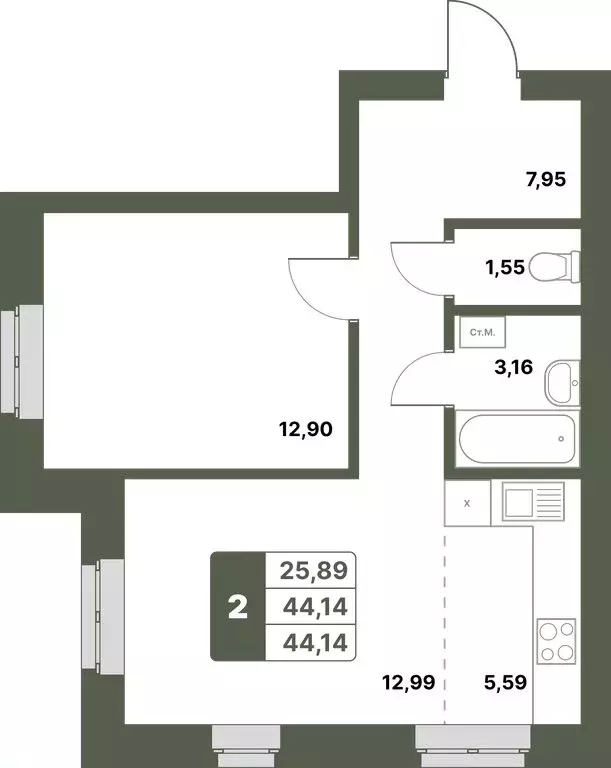 2-комнатная квартира: Республика Башкортостан, Уфимский район, село ... - Фото 1