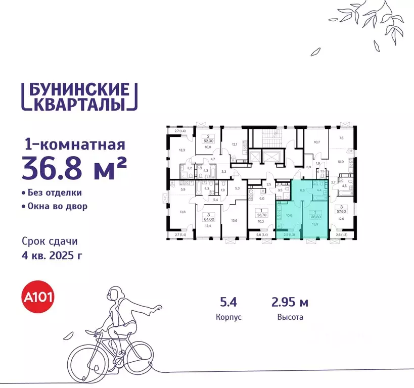 1-к кв. Москва Бунинские Кварталы жилой комплекс, 5.1 (36.8 м) - Фото 1
