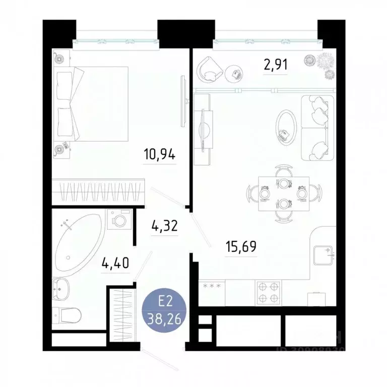 1-к кв. Рязанская область, Рязань ул. Ленинского Комсомола (38.26 м) - Фото 0