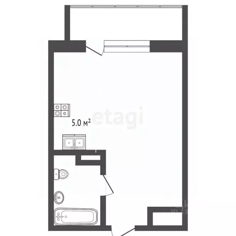 Студия Тюменская область, Тюмень ул. Новоселов, 107к2 (23.4 м) - Фото 0