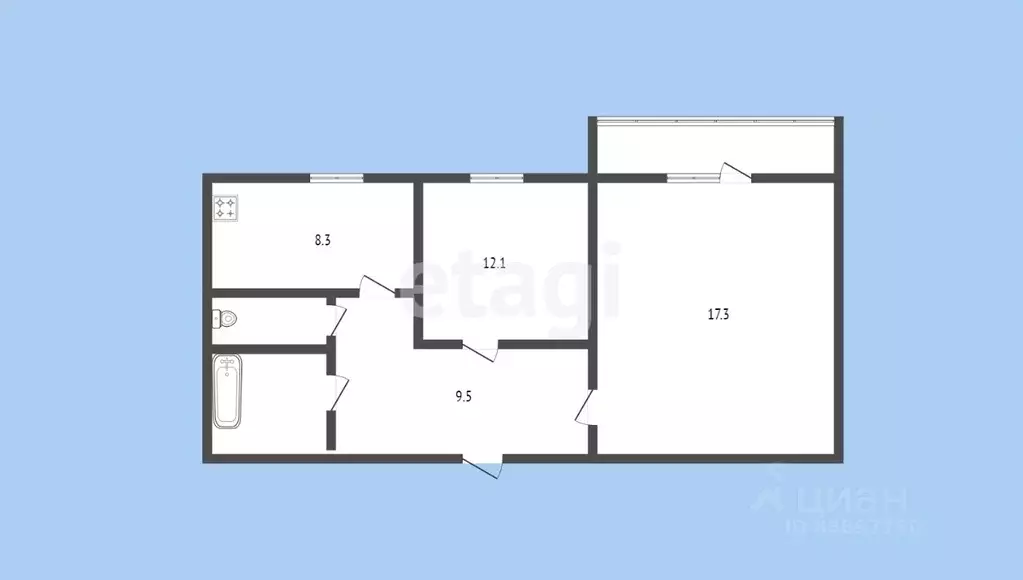 2-к кв. Карачаево-Черкесия, Черкесск ул. Космонавтов, 82 (50.9 м) - Фото 1