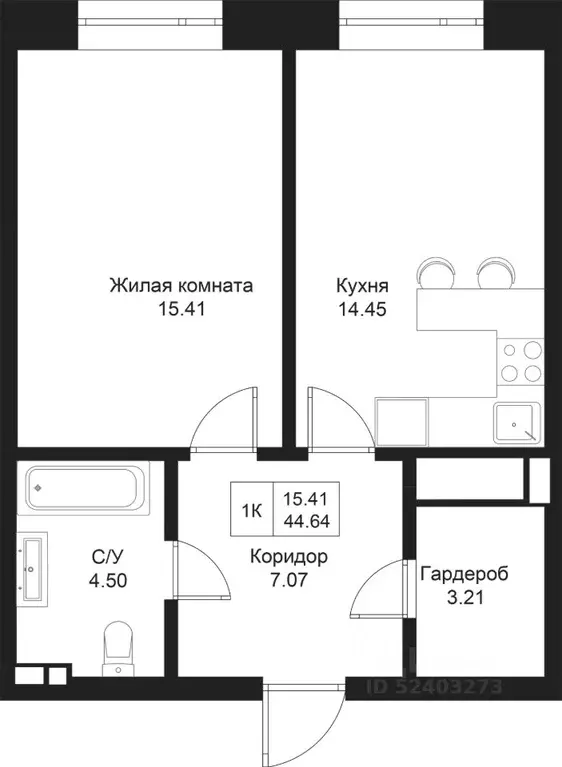 1-к кв. Татарстан, Казань Дом на Исхаки жилой комплекс (44.64 м) - Фото 0