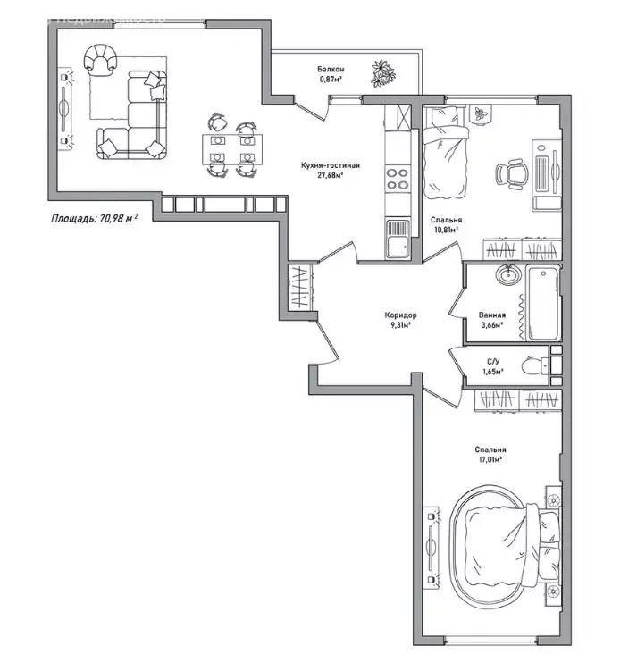 2-комнатная квартира: Ярославль, Брагинская улица, 18к3 (70 м) - Фото 0