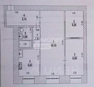 2-к кв. Ульяновская область, Ульяновск ул. Гончарова, 18 (43.4 м) - Фото 2