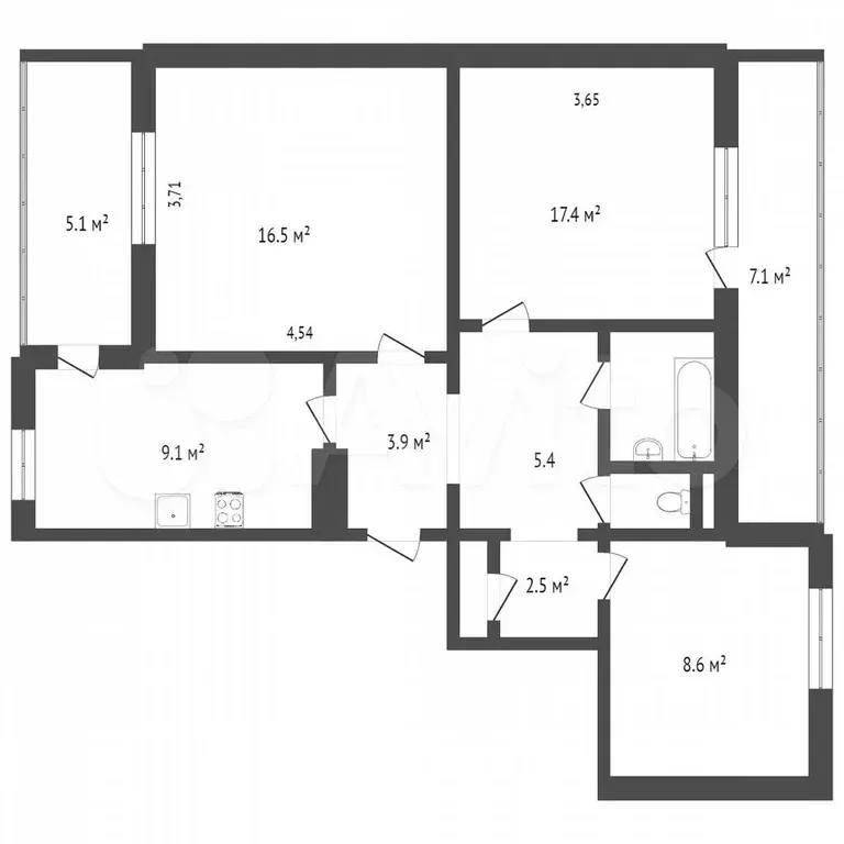 3-к. квартира, 74 м, 1/10 эт. - Фото 0