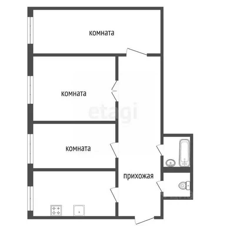 3-к кв. Красноярский край, Сосновоборский муниципальный округ, с. ... - Фото 2