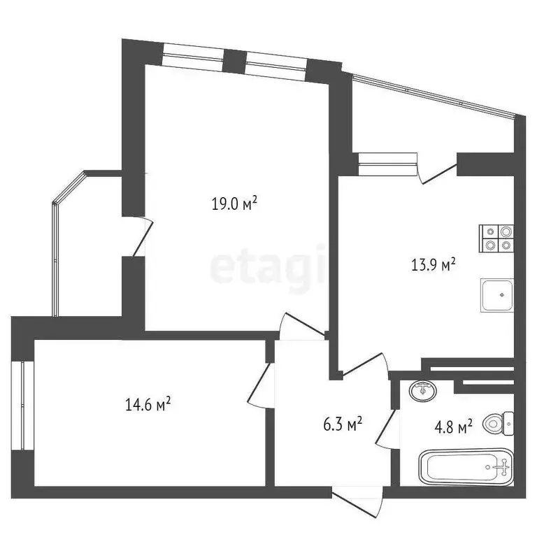 2-комнатная квартира: Ростов-на-Дону, Береговая улица, 117Бс8 (59 м) - Фото 0