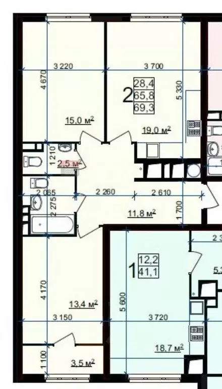 2-к кв. Рязанская область, Рязань Быстрецкая ул., 18к3 (65.8 м) - Фото 2