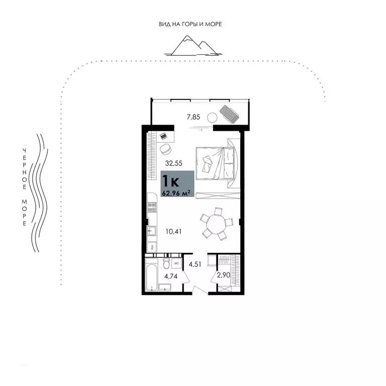 1-комнатная квартира: Алушта, Парковая улица, 7 (62.96 м) - Фото 1