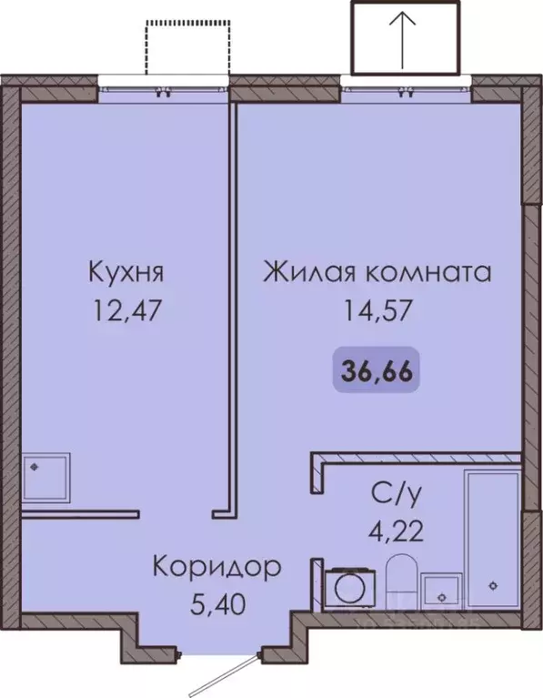 1-к кв. Самарская область, Тольятти Лесная ул., 56А (36.66 м) - Фото 1