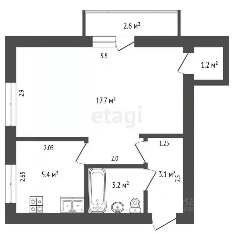 1-к кв. Хабаровский край, Комсомольск-на-Амуре пос. Менделеева, ул. ... - Фото 2