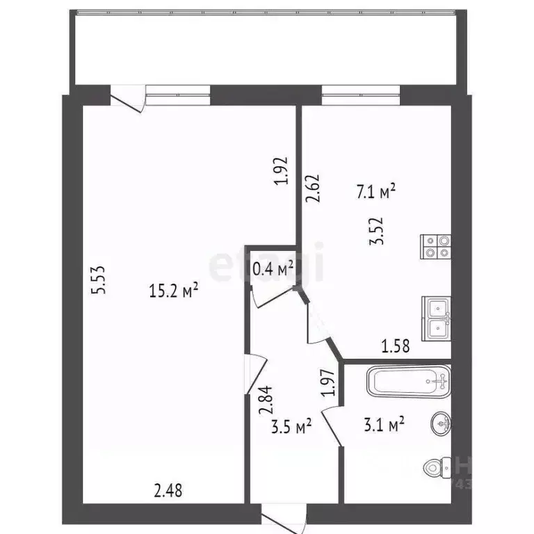 1-к кв. Санкт-Петербург просп. Славы, 12к1 (29.3 м) - Фото 1