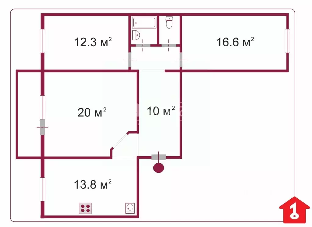 3-к кв. Омская область, Омск ул. Малиновского, 23к2 (81.4 м) - Фото 1