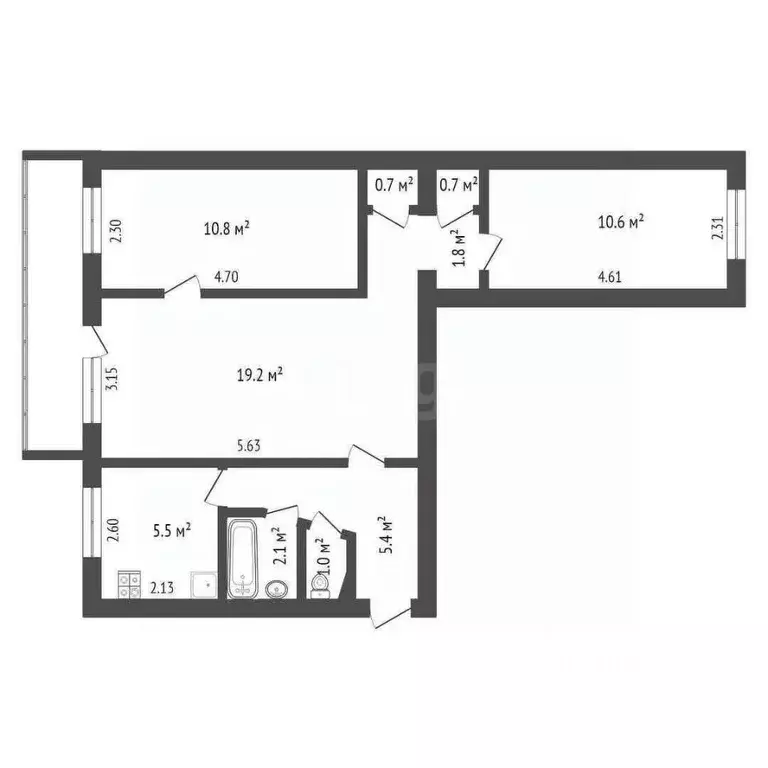 3-к кв. Севастополь ул. Мечникова, 8 (59.0 м) - Фото 1