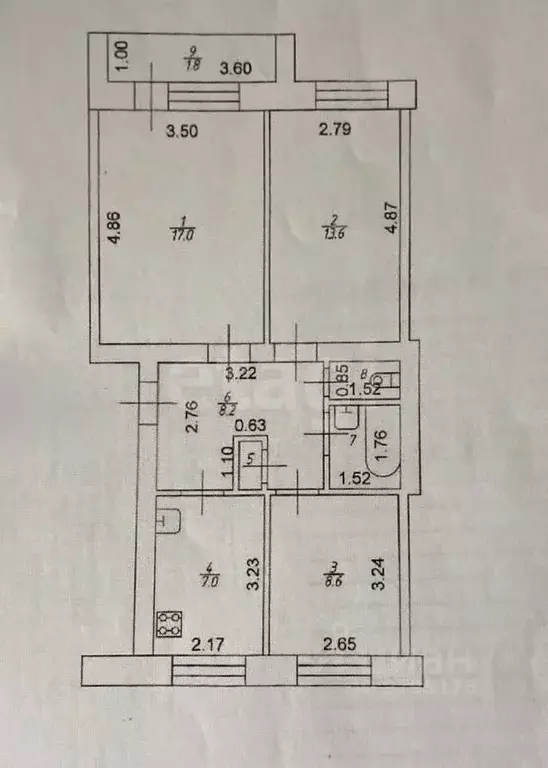 3-к кв. Татарстан, Зеленодольск ул. Карла Маркса, 62А (59.1 м) - Фото 2
