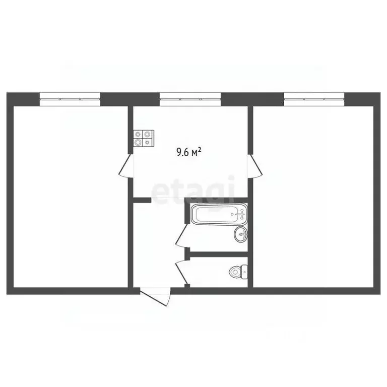 2-к кв. Кемеровская область, Мыски Притомский мкр, 17-й кв-л, 17 (50.6 ... - Фото 2