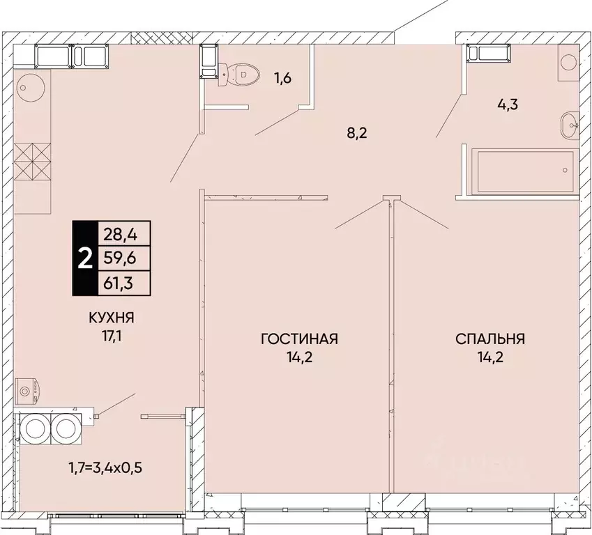 2-к кв. Ростовская область, Ростов-на-Дону Левобережье жилой комплекс ... - Фото 0