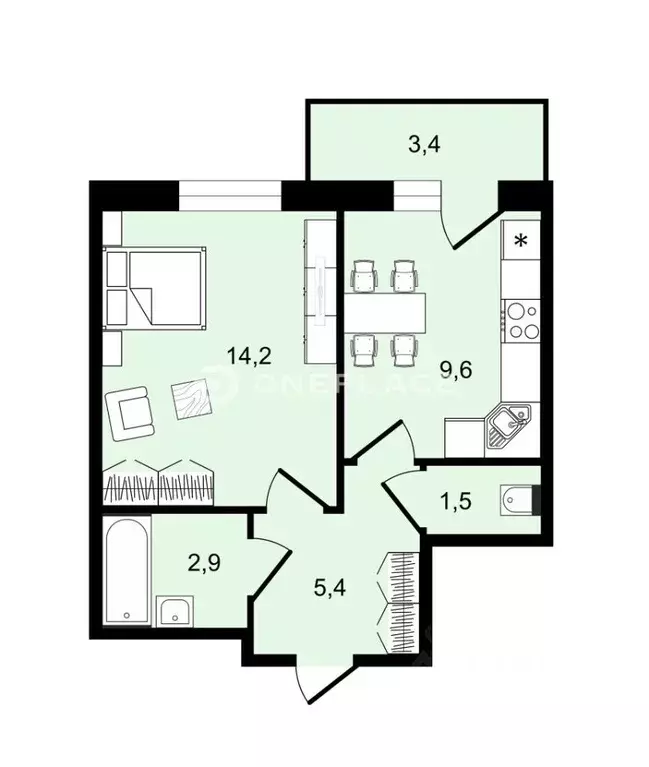 1-к кв. Санкт-Петербург Парашютная ул., 42к1 (33.6 м) - Фото 1