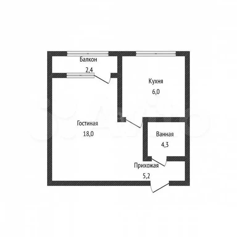 1-к. квартира, 36 м, 5/5 эт. - Фото 0