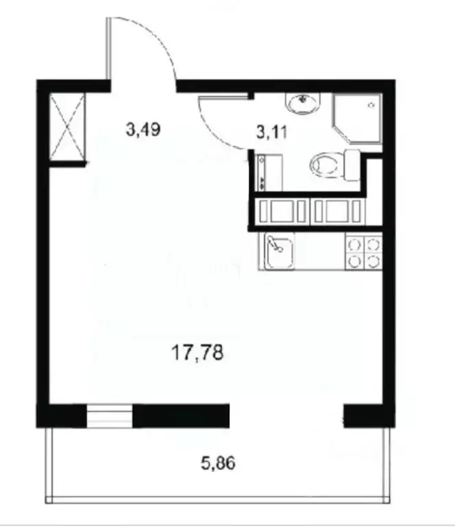 Студия Санкт-Петербург аллея Арцеуловская, 23к1 (29.76 м) - Фото 1