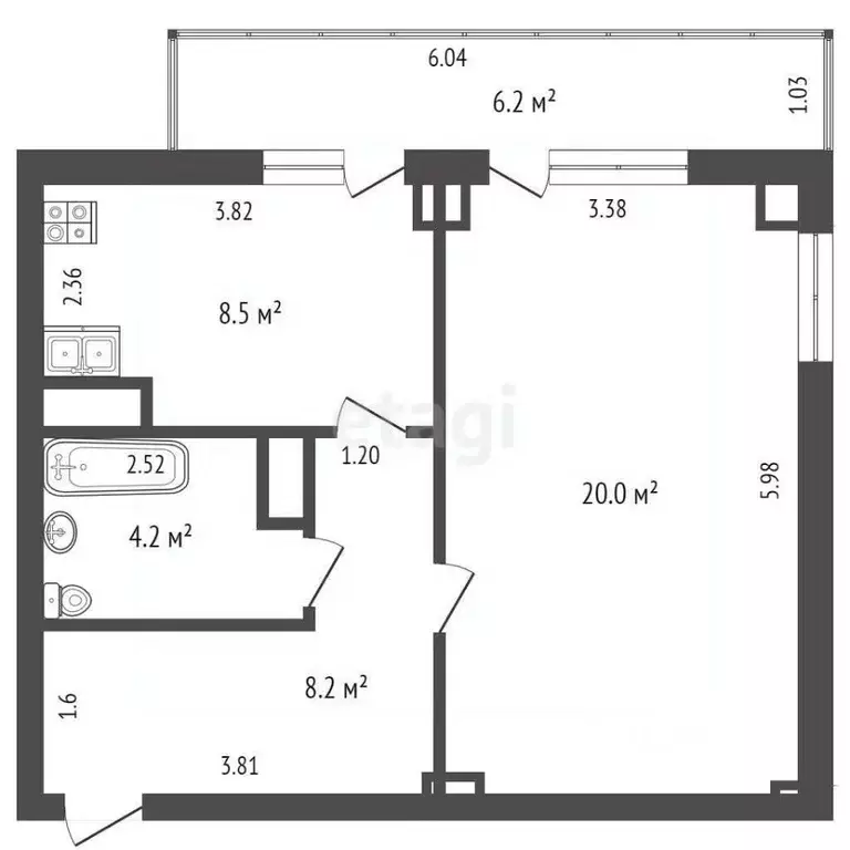 1-к кв. Севастополь просп. Победы, 21А/2 (37.9 м) - Фото 1