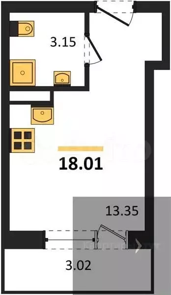 Квартира-студия, 18 м, 14/18 эт. - Фото 0