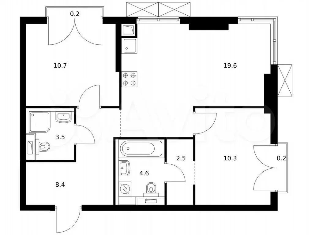 2-к. квартира, 60 м, 3/14 эт. - Фото 0