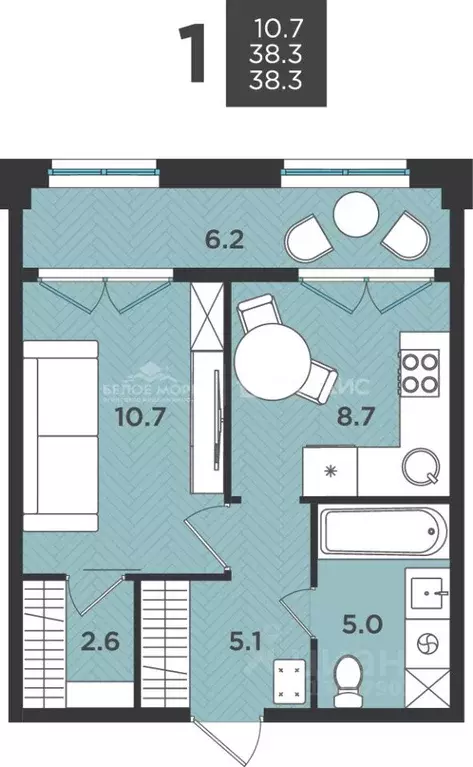 1-к кв. Архангельская область, Северодвинск ул. Крымская, 6 (38.3 м) - Фото 2