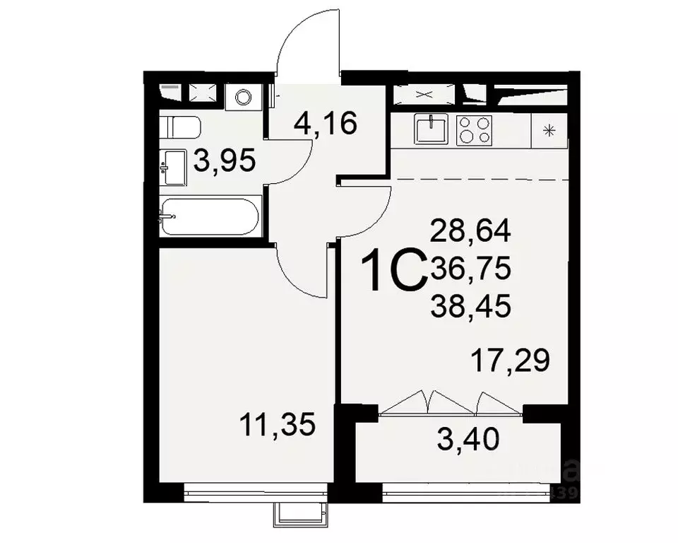1-к кв. Тульская область, Тула ул. Коминтерна, 44 (38.45 м) - Фото 0