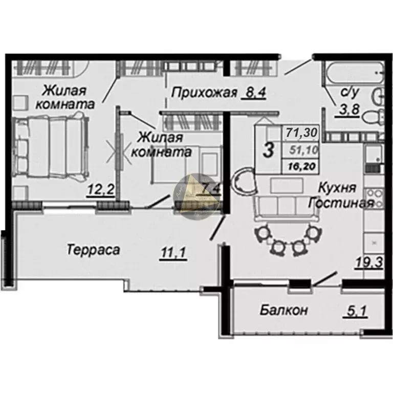2-к кв. Краснодарский край, Сочи городской округ, Дагомыс пгт ул. ... - Фото 2