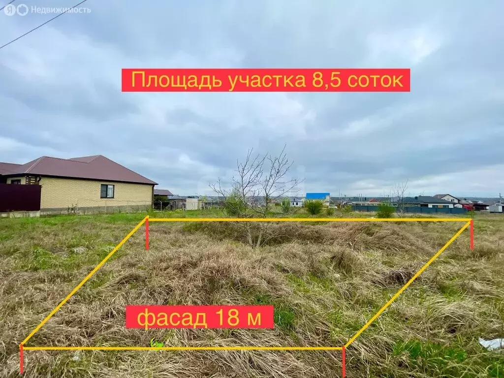Участок в село Джигинка, Краснодарская улица (8.5 м) - Фото 1