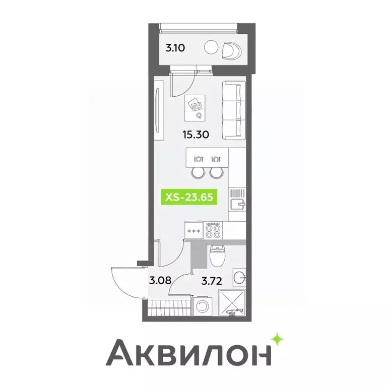 Студия Санкт-Петербург Аквилон Ливз 2 жилой комплекс (23.65 м) - Фото 0