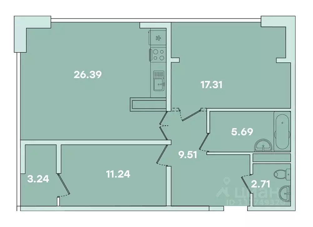 2-к кв. Иркутская область, Иркутск ул. Петрова, 16 (76.64 м) - Фото 0