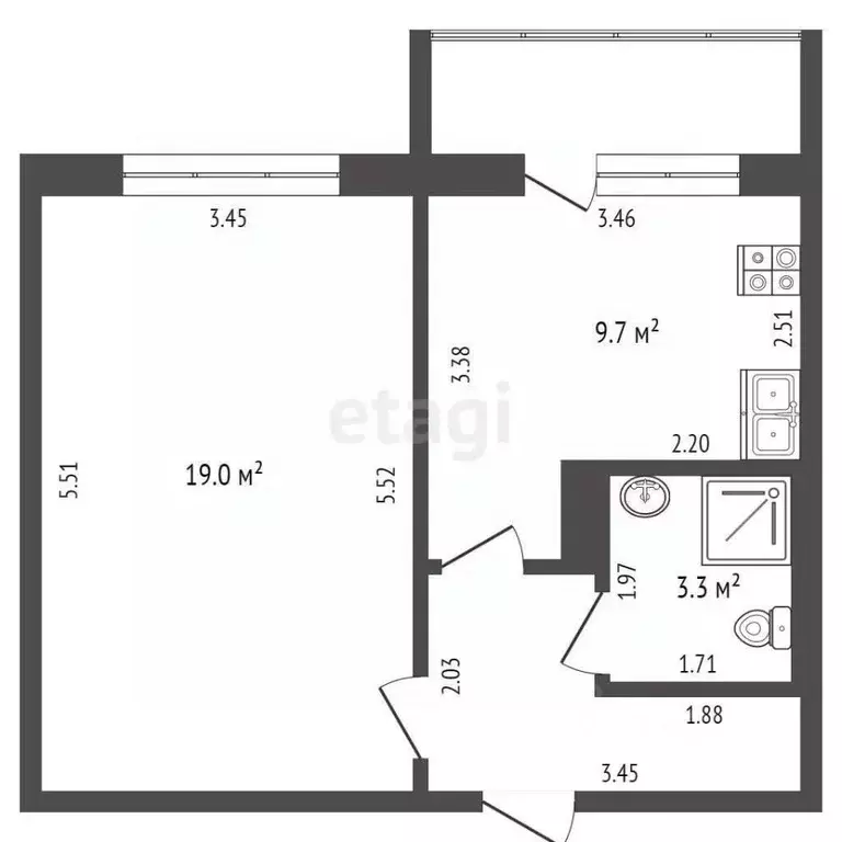 1-к кв. Мордовия, Саранск ул. Косарева, 117 (39.0 м) - Фото 1