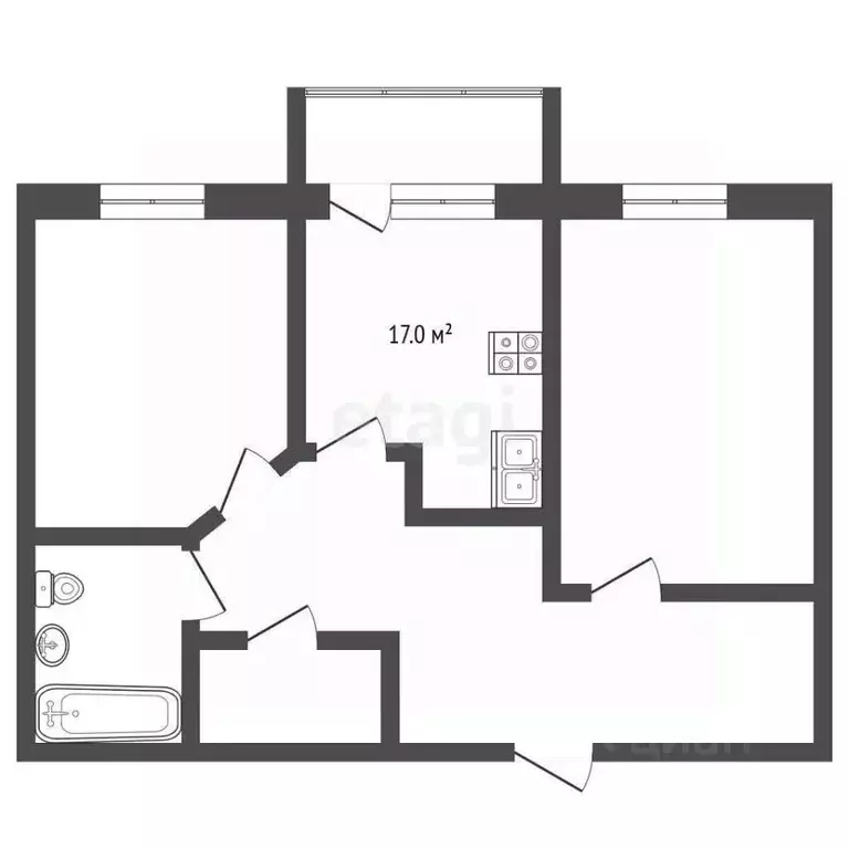 2-к кв. Ростовская область, Батайск ул. Половинко, 280/2 (58.0 м) - Фото 1
