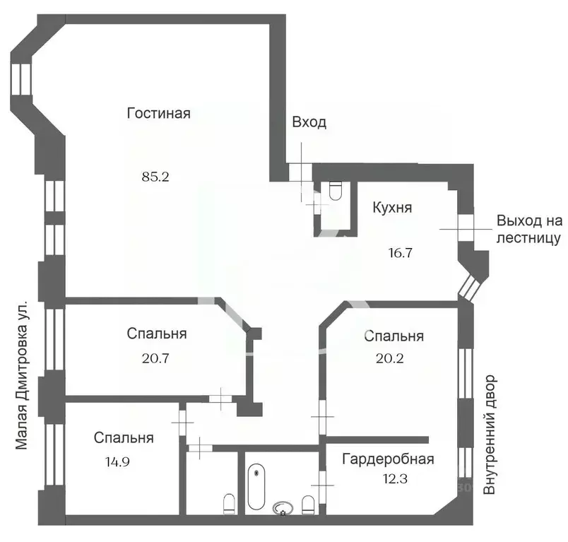 4-к кв. Москва ул. Малая Дмитровка, 23/15С1 (192.0 м) - Фото 1