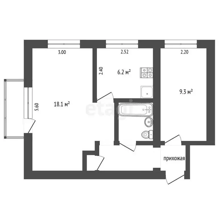 2-комнатная квартира: Петропавловск-Камчатский, улица Тельмана, 2Б ... - Фото 1