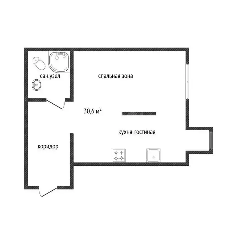 Квартира-студия: Белгород, Семейная улица, 3 (30.6 м) - Фото 1